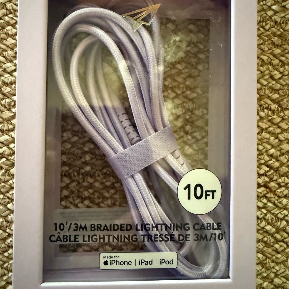 10FT Braided Lightning Cable for iPhone - purple